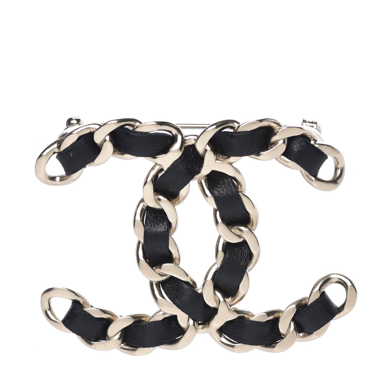 Chanel Lambskin Chain CC Brooch Black Gold 1 of 5