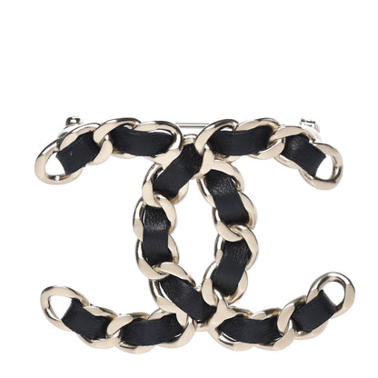 Chanel Lambskin Chain CC Brooch Black Gold 1 of 5