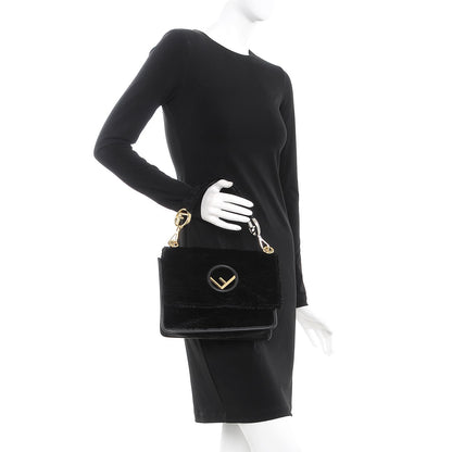Fendi Velluto Astrakan Vitello Dolce F is Fendi Kan I Shoulder Bag Black 3 of 8