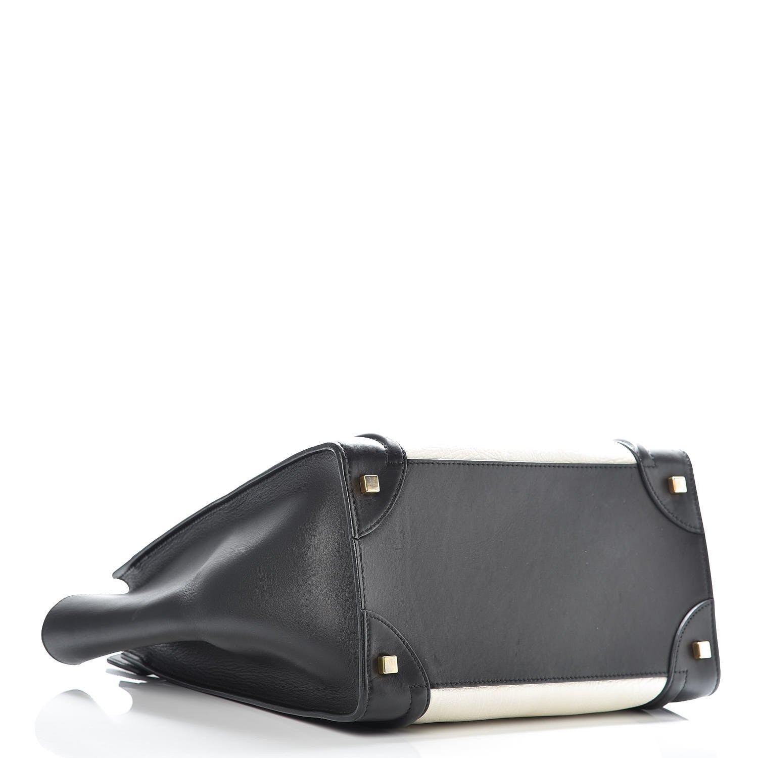 Celine Smooth Calfskin Shrunken Lambskin Mini Bi-Color Luggage Black White 4 of 14