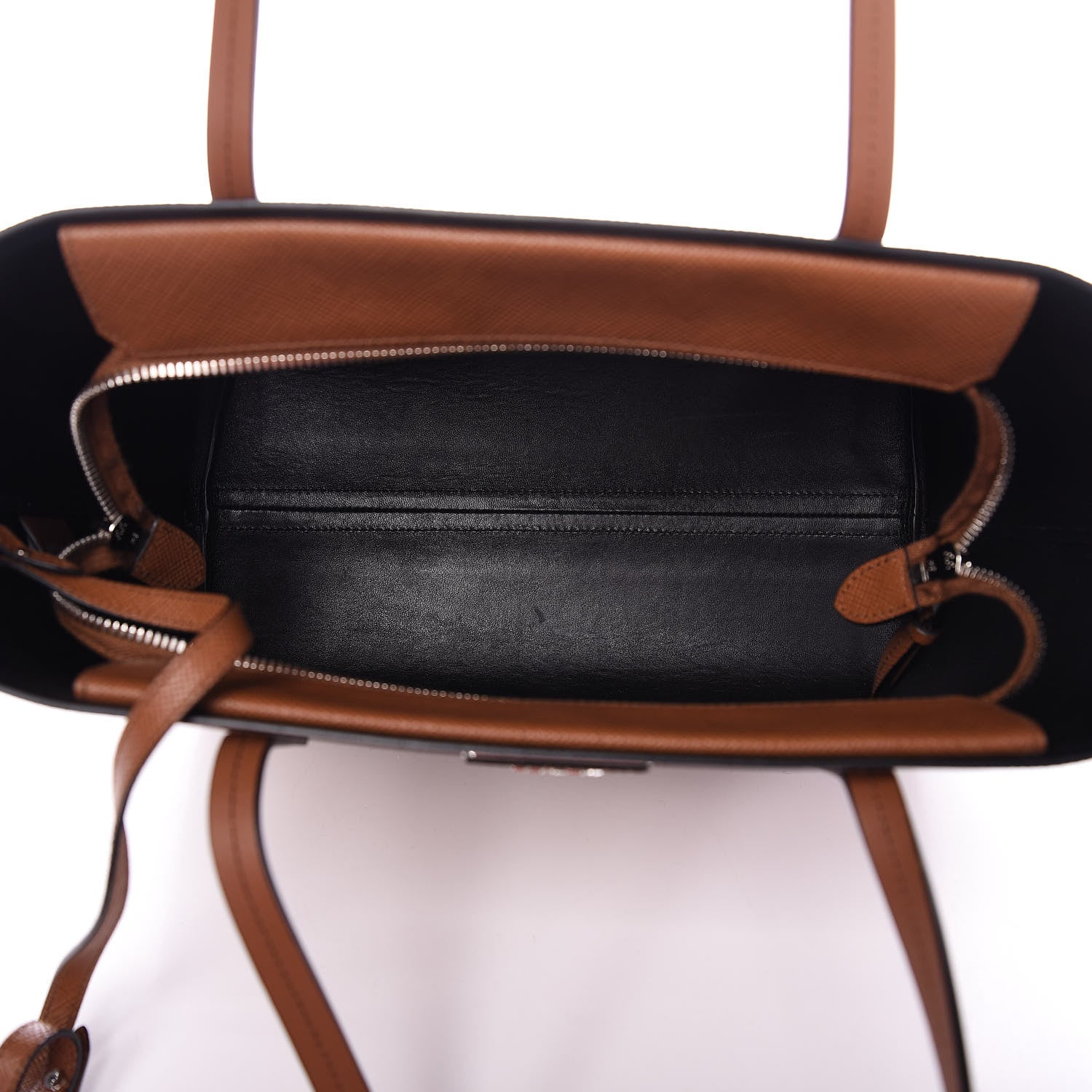 Prada Saffiano Cuir Shopping Tote Cognac Black 5 of 9
