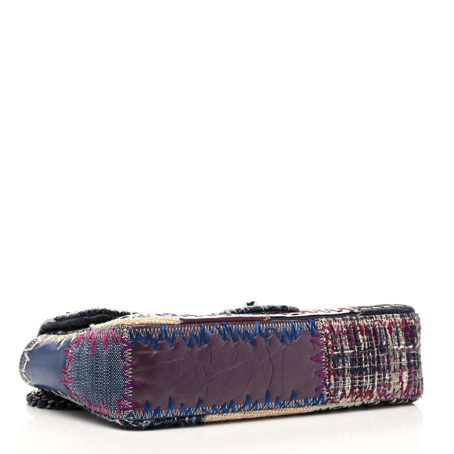 Denim Tweed Patchwork Jumbo Single Flap Multicolor