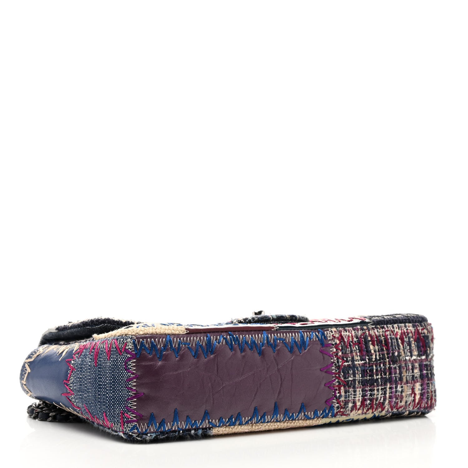 Chanel Denim Tweed Patchwork Jumbo Single Flap Multicolor 4 of 10