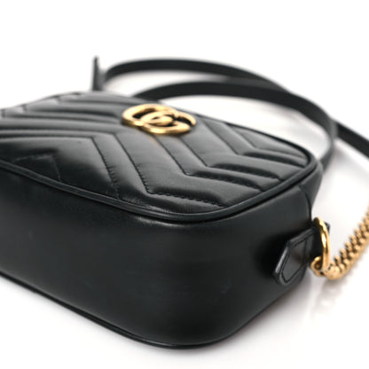 Gucci Calfskin Matelasse Mini GG Marmont Chain Shoulder Bag Black 9 of 9