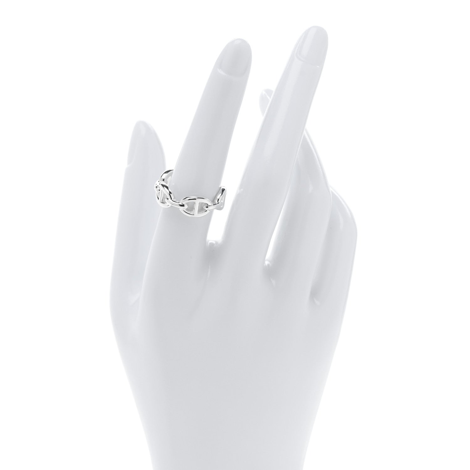 Hermes Sterling Silver PM Chaine d'Ancre Enchainee Band Ring 55 7.25 2 of 5