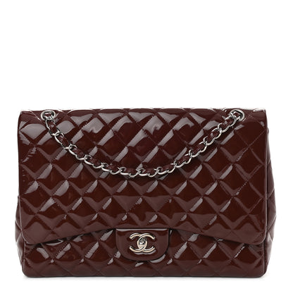 Chanel Patent Quilted Maxi Single Flap Dark Red 1 of 9