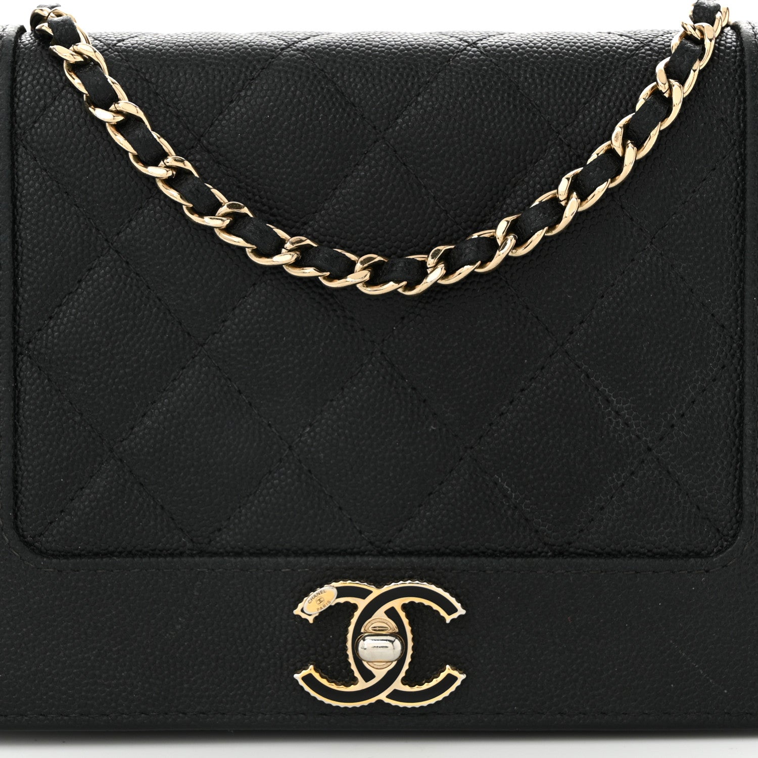 Chanel Caviar Quilted Vintage Mademoiselle Wallet On Chain WOC Black 9 of 15