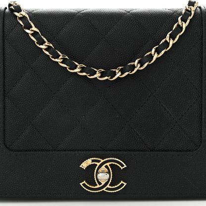 Chanel Caviar Quilted Vintage Mademoiselle Wallet On Chain WOC Black 9 of 15