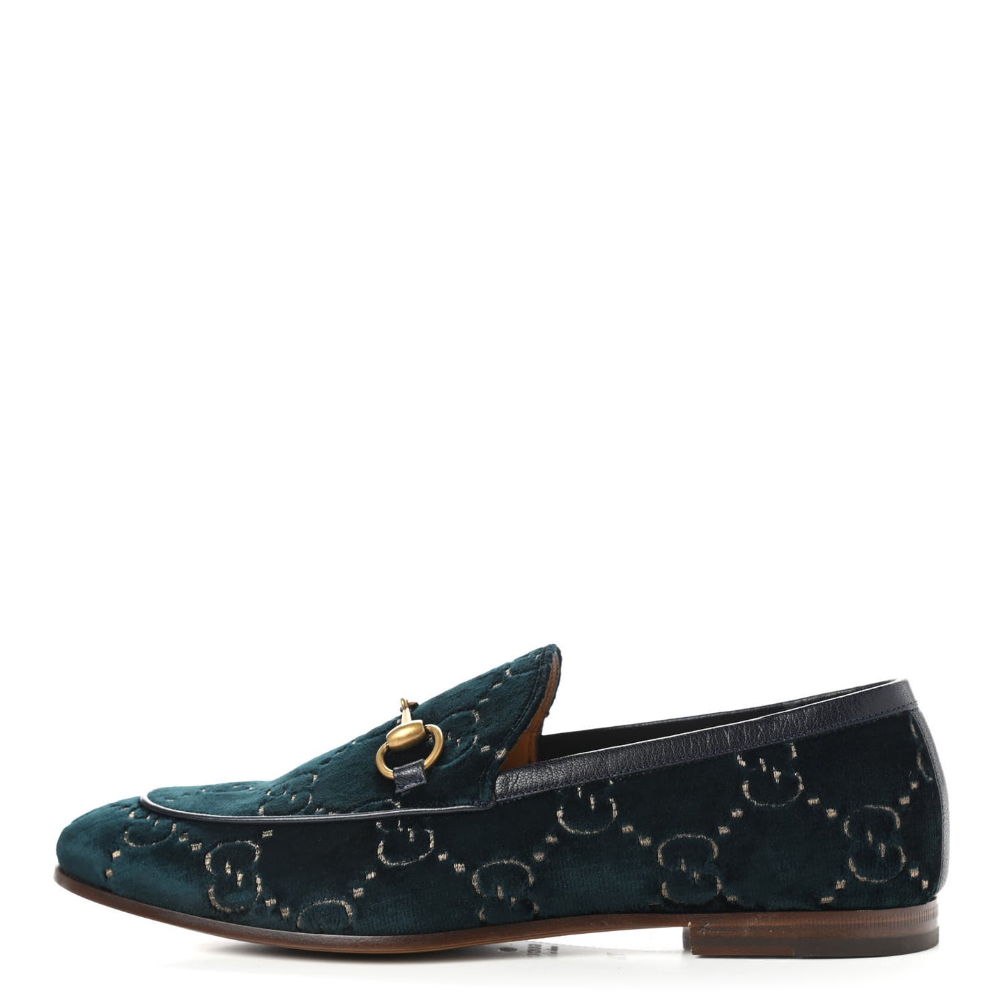 Velvet GG Monogram Horsebit Mens Jordaan Loafers 7.5 Blue Beige