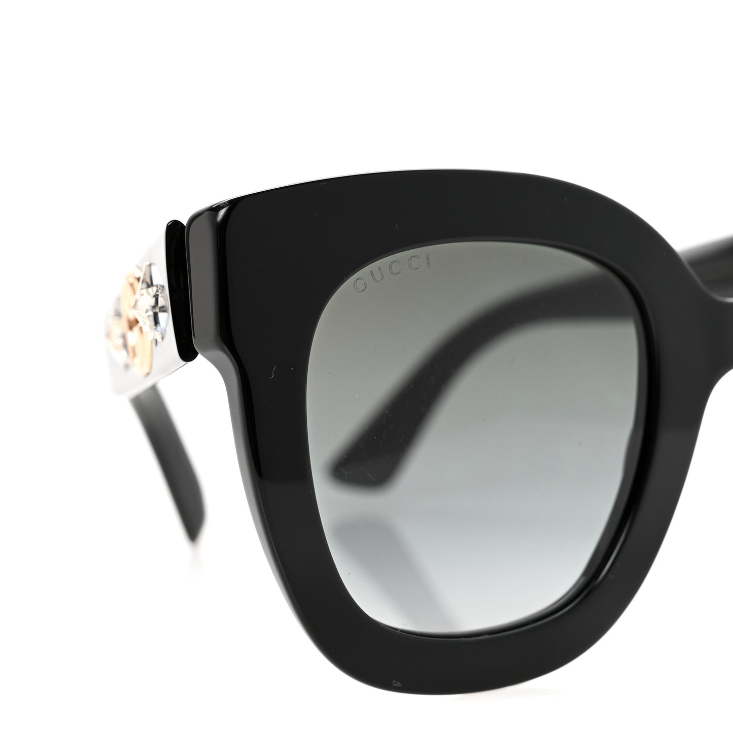 Acetate Crystal Star Round Frame Sunglasses GG0208S Black