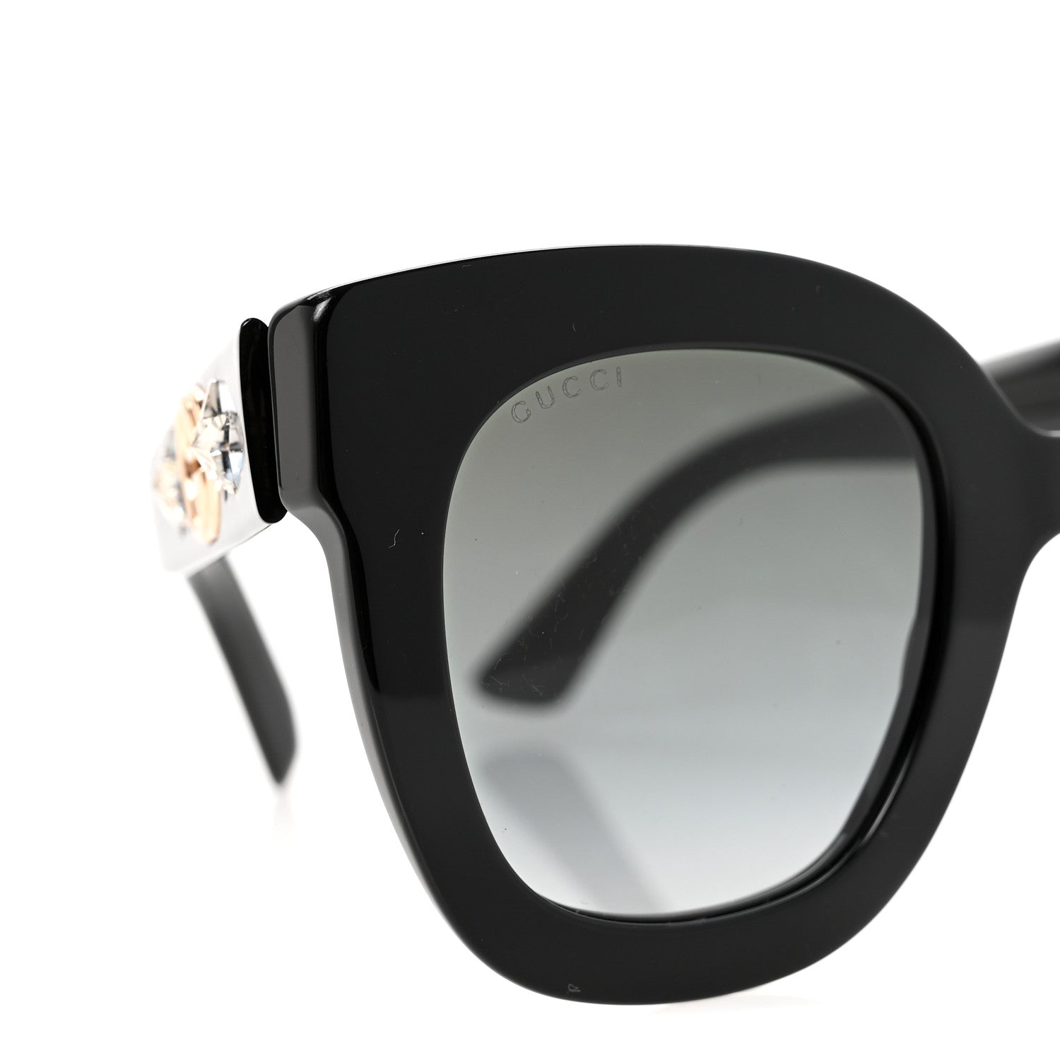Gucci Acetate Crystal Star Round Frame Sunglasses GG0208S Black 13 of 16