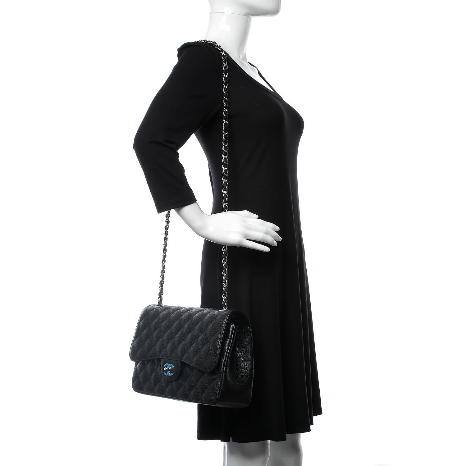 Chanel Caviar Quilted Jumbo Double Flap Black 2 of 9