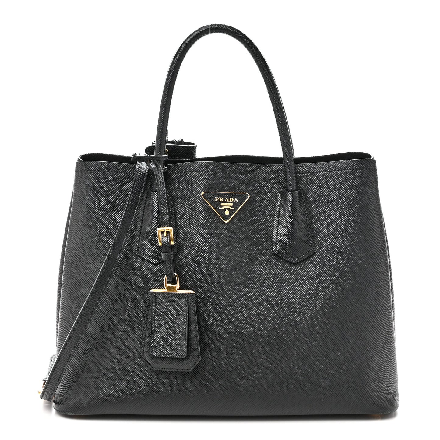 Saffiano Cuir Medium Double Bag Black