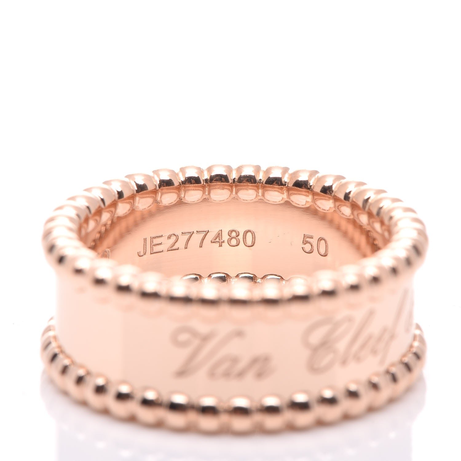Van Cleef & Arpels 18K Rose Gold Perlee Signature Ring 50 5.25 4 of 6