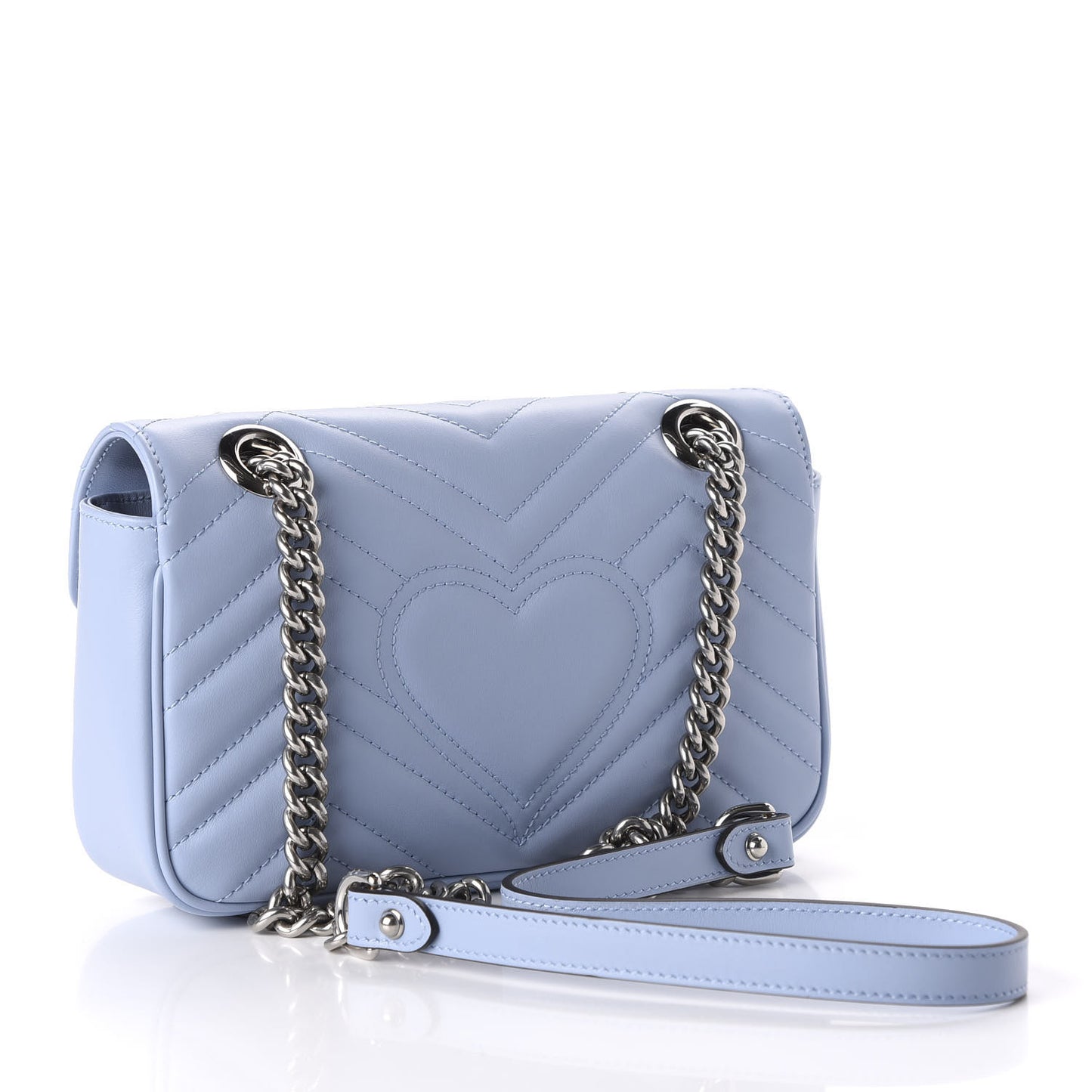 Calfskin Matelasse Mini GG Marmont Shoulder Bag Porcelain Light Blue