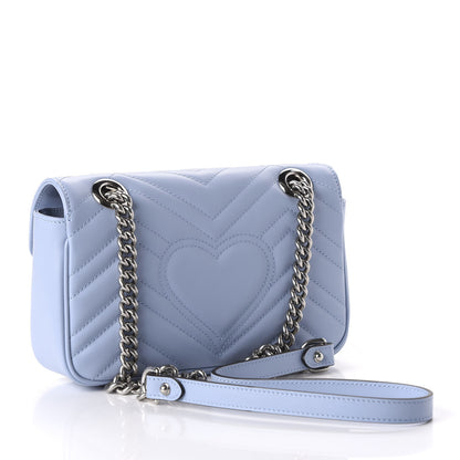 Gucci Calfskin Matelasse Mini GG Marmont Shoulder Bag Porcelain Light Blue 3 of 10