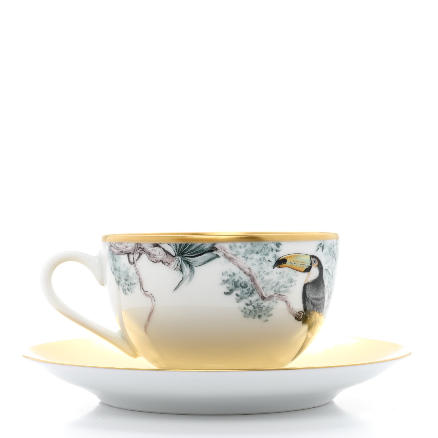 Hermes Porcelain Gold Carnets d'Equateur Tea Cup and Saucer 3 of 10