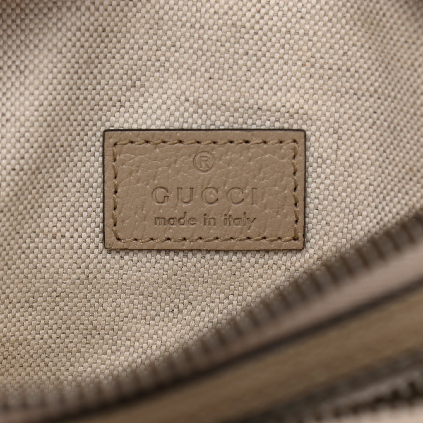 GG Supreme Monogram Textured Calfskin Web Retro Interlocking G Belt Bag Beige Mystic White Oatmeal