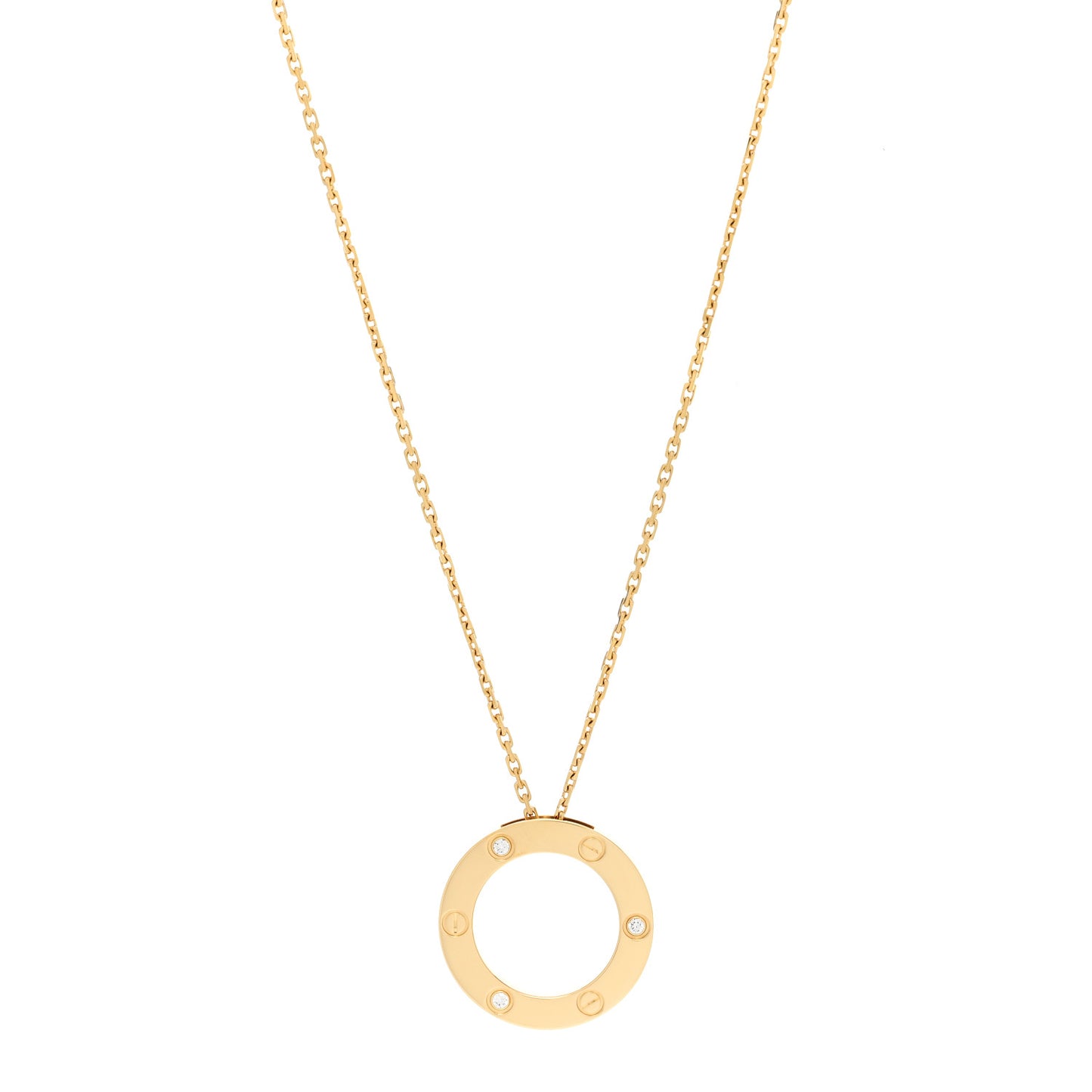 18K Yellow Gold 3 Diamonds LOVE Pendant Necklace
