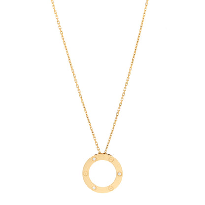 Cartier 18K Yellow Gold 3 Diamonds LOVE Pendant Necklace 1 of 7
