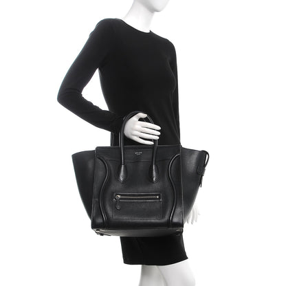 Celine Drummed Calfskin Mini Luggage Black 2 of 9