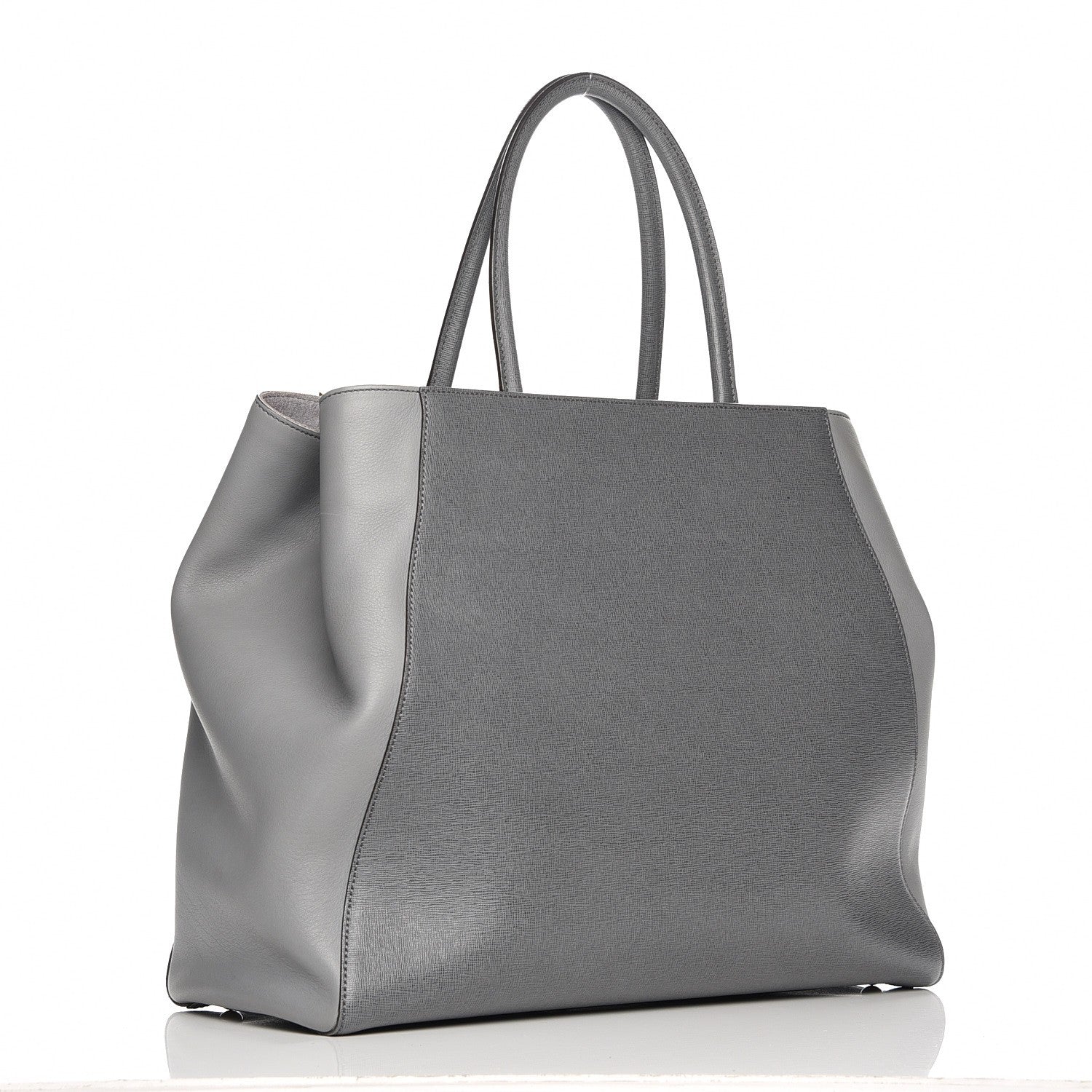 Fendi Vitello Elite Large 2Jours Tote Grigio Grigio Chiaro 3 of 7