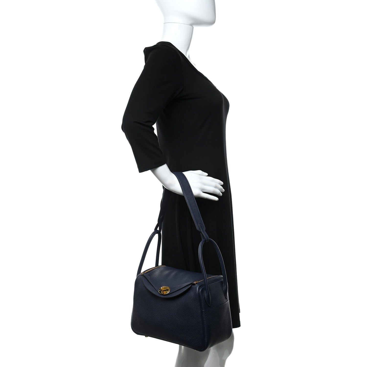 Hermes Taurillon Clemence Lindy 26 Bleu Nuit 2 of 9