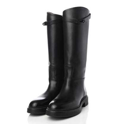 Hermes Calfskin Variation Monochromatic Boots 39.5 Black 3 of 8