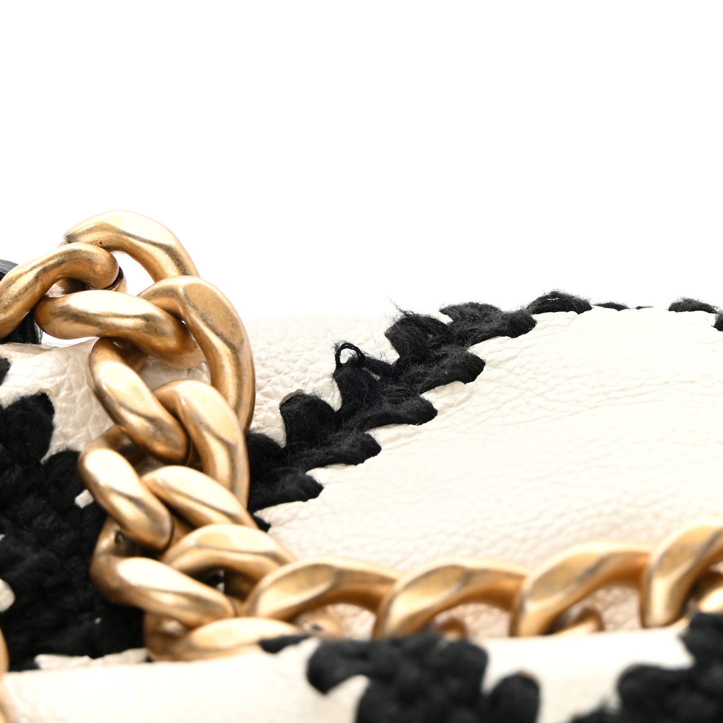 Calfskin Crochet Medium Chanel 19 Flap White Black