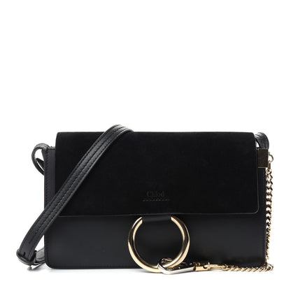 Chloe Suede Calfskin Small Faye Shoulder Bag Black 1 of 10