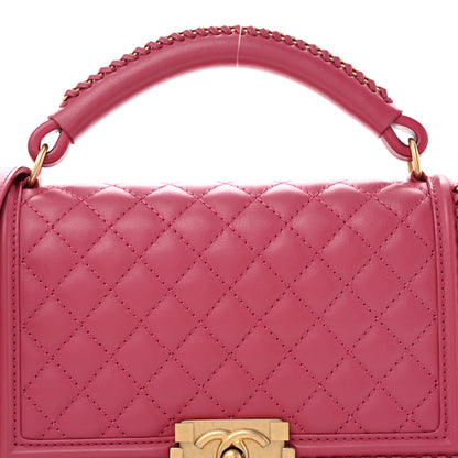 Chanel Calfskin Quilted Medium Top Handle Boy Flap Pink 8 of 14