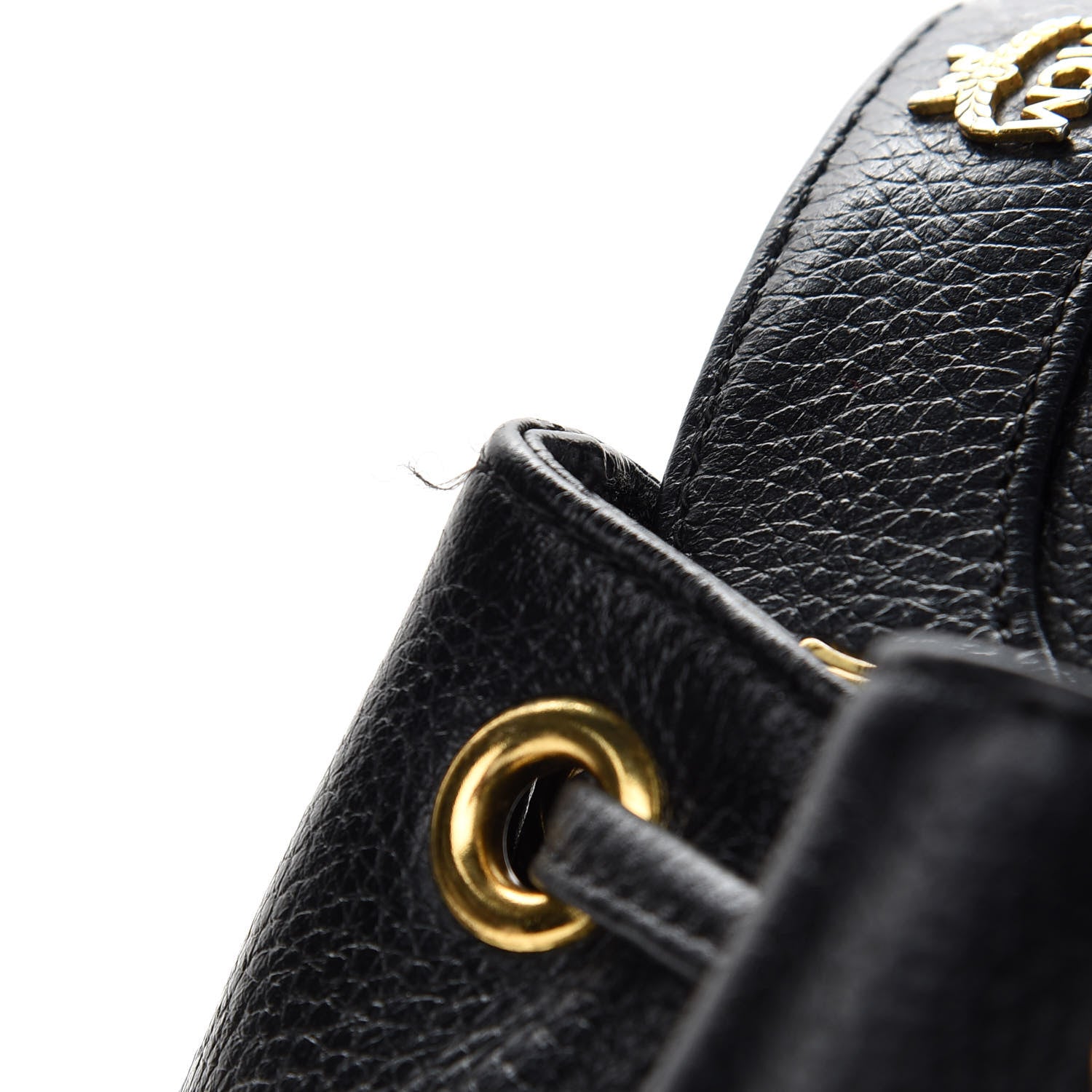 MCM Grained Calfskin Studded Drawstring Backpack Black 7 of 11