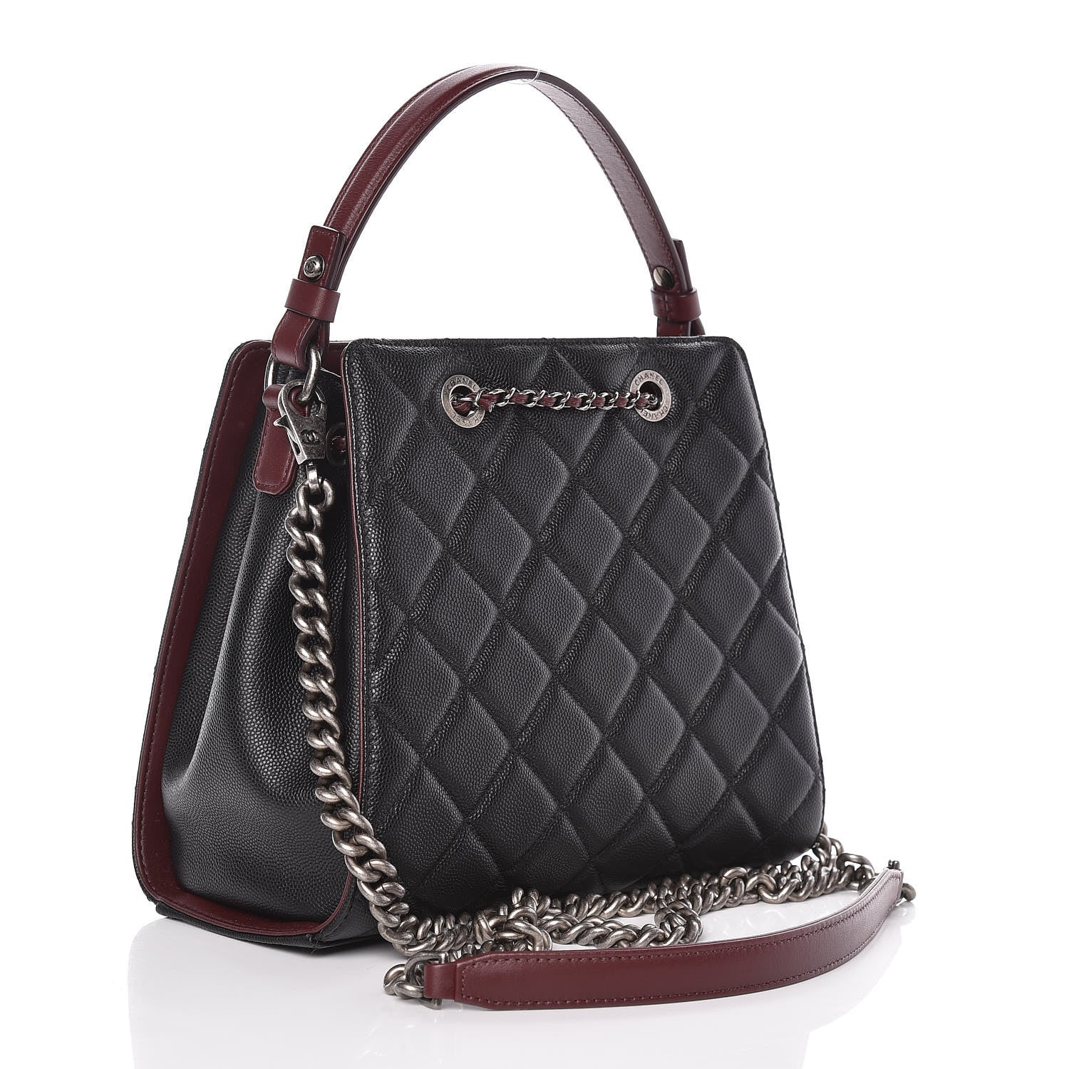 Chanel Caviar Quilted Small CC Bucket Bag Black 3 of 9