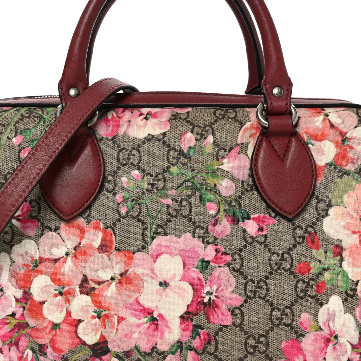 Gucci GG Supreme Monogram Blooms Small Boston Beige Multicolor Dry Rose 8 of 11