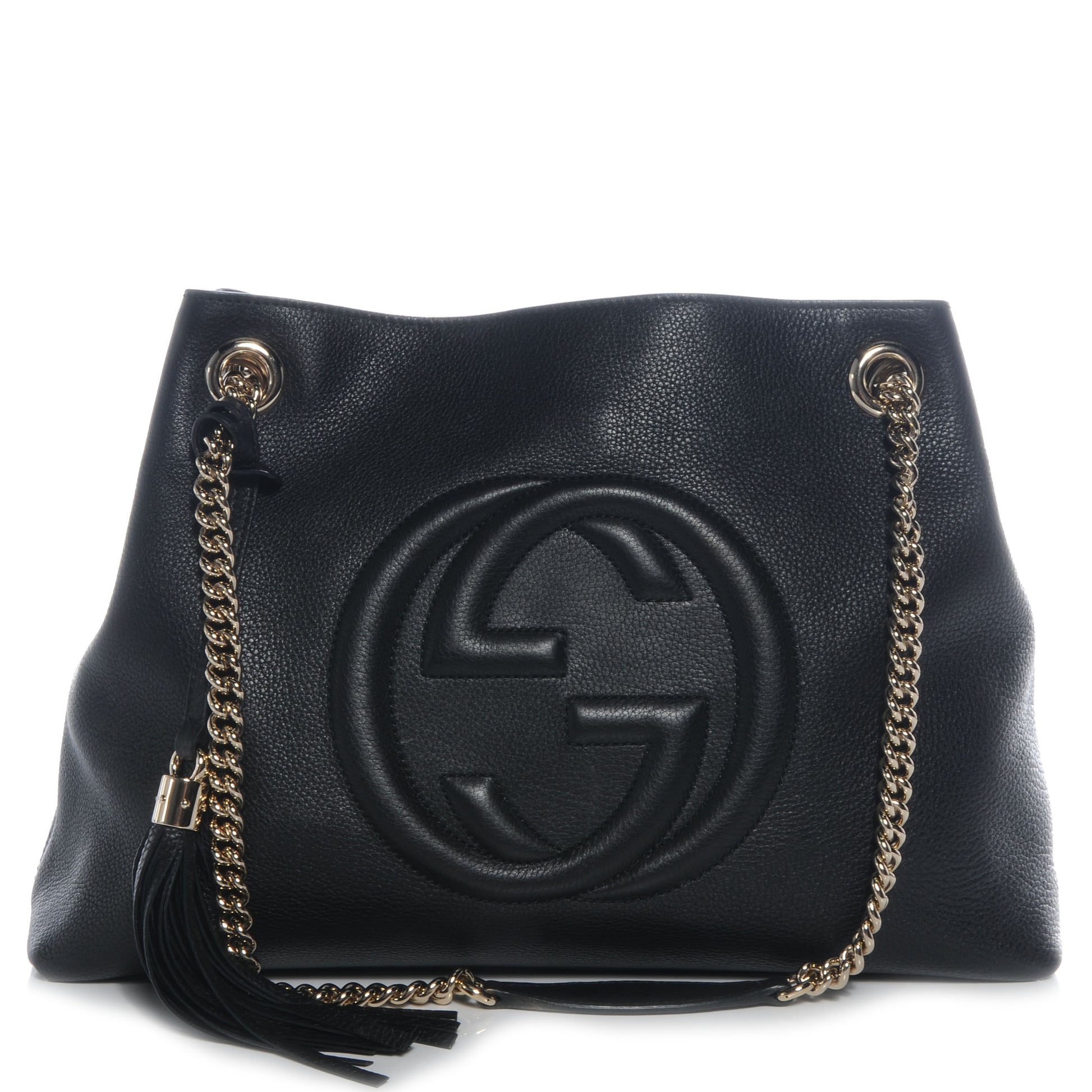 Gucci Pebbled Calfskin Medium Soho Chain Shoulder Bag Black 1 of 8