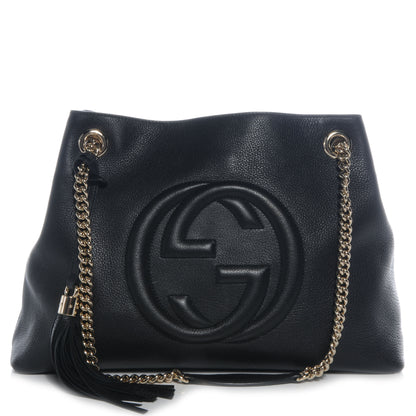 Gucci Pebbled Calfskin Medium Soho Chain Shoulder Bag Black 1 of 8