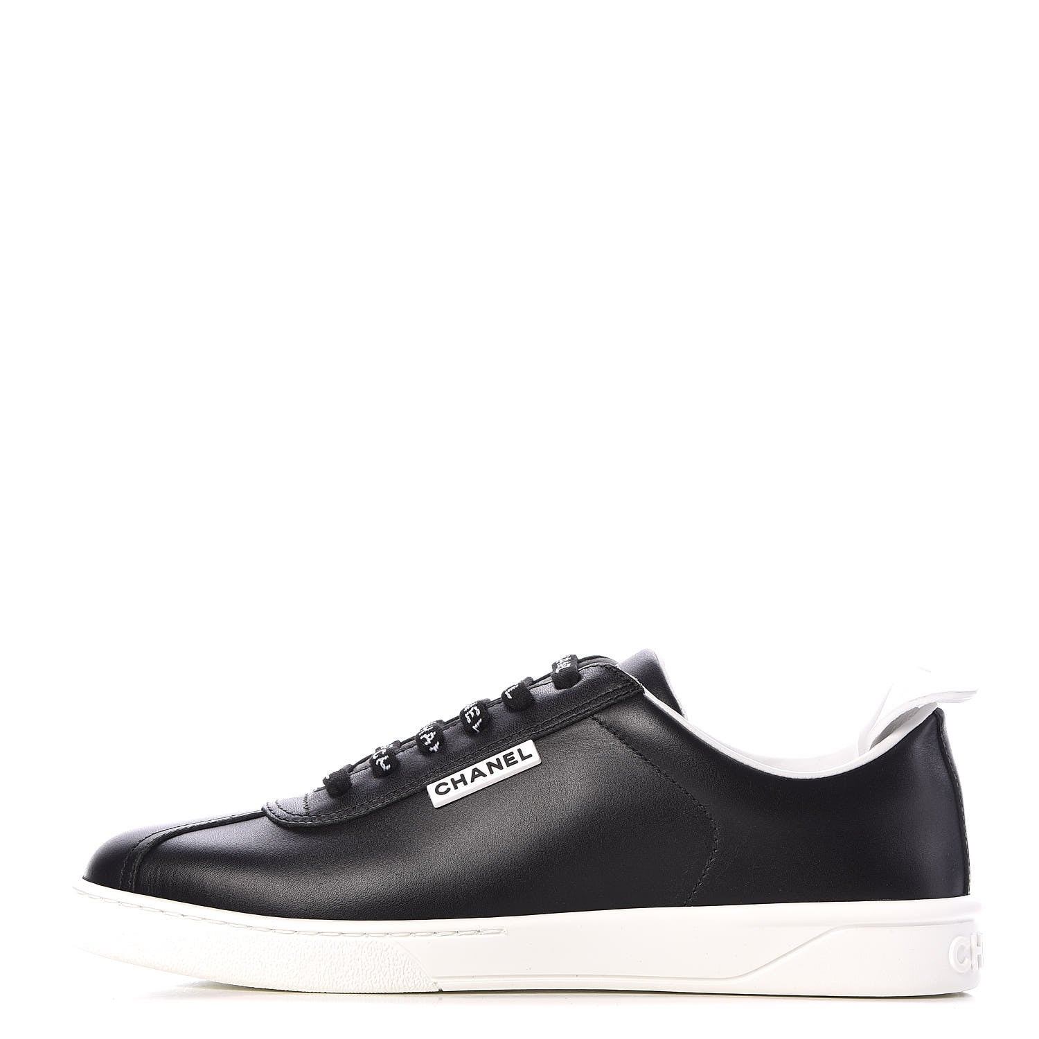 Chanel Calfskin CC Womens Sneakers 38.5 Black 1 of 9