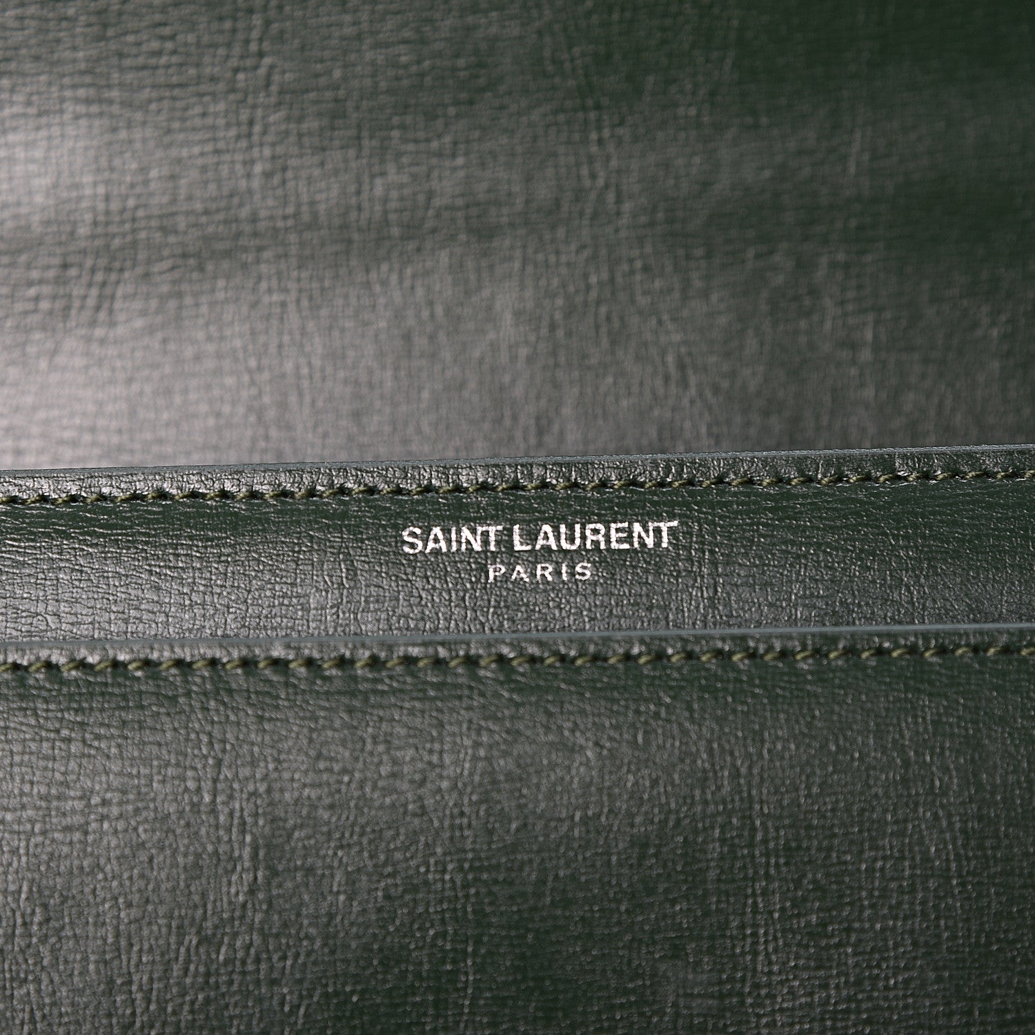 Saint Laurent Calfskin Medium Monogram Sunset Dark Green 9 of 9