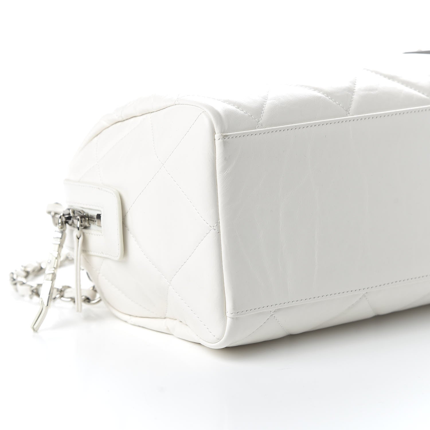 Chanel Calfskin Quilted Small CC Bowling Bag White 7 of 11