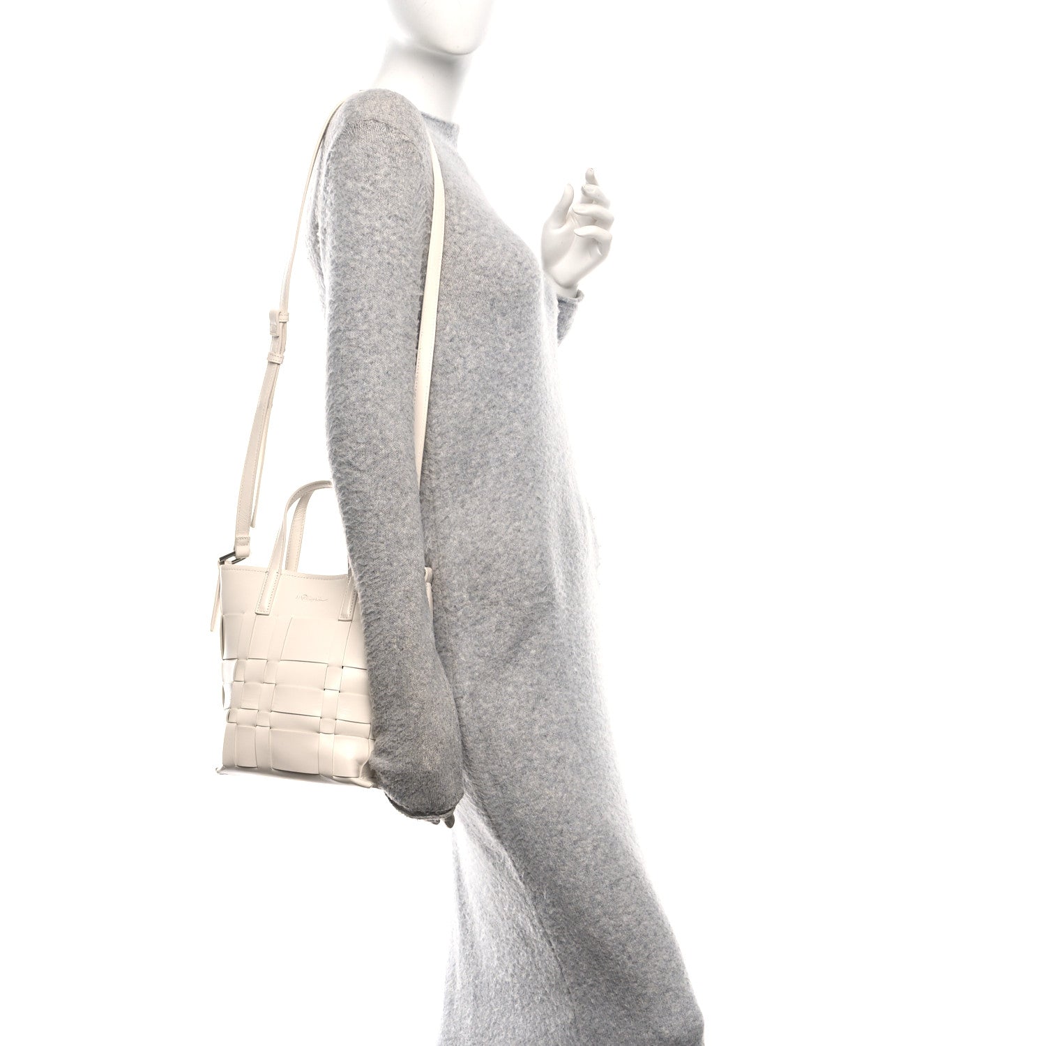 3.1 Phillip Lim Smooth Calfskin Odita Mini Modern Lattice Bucket Bag Off White 2 of 11