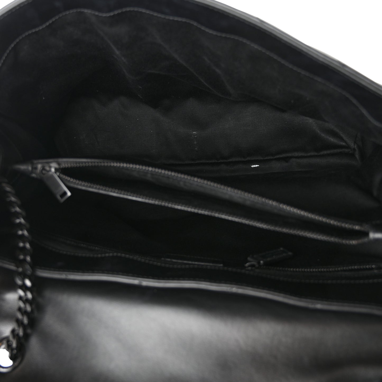 Calfskin Y Quilted Monogram Monochrome Large Loulou Chain Satchel Black