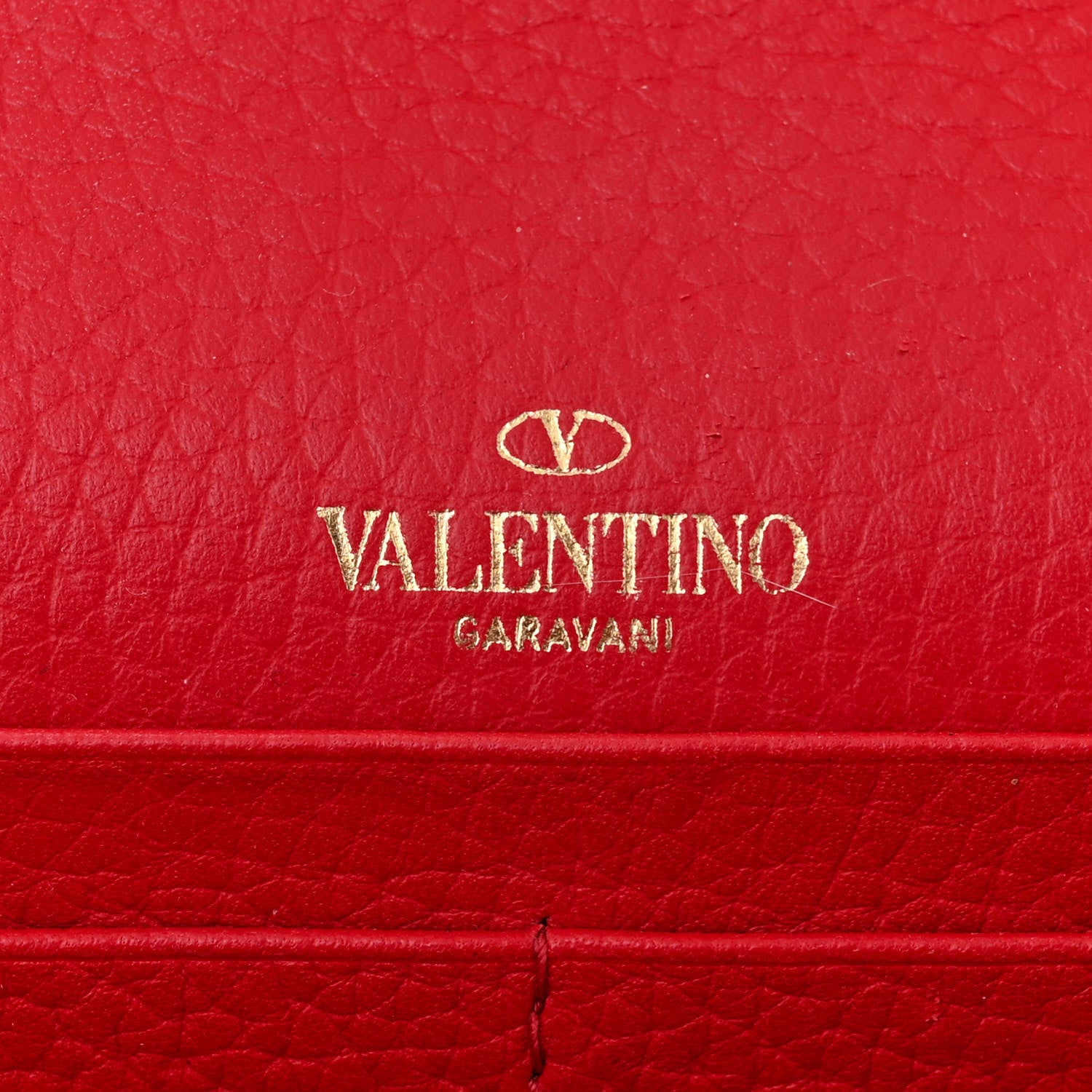 Valentino Garavani Pebbled Calfskin Rockstud Envelope Wallet on Chain Rosso Valentino 6 of 11