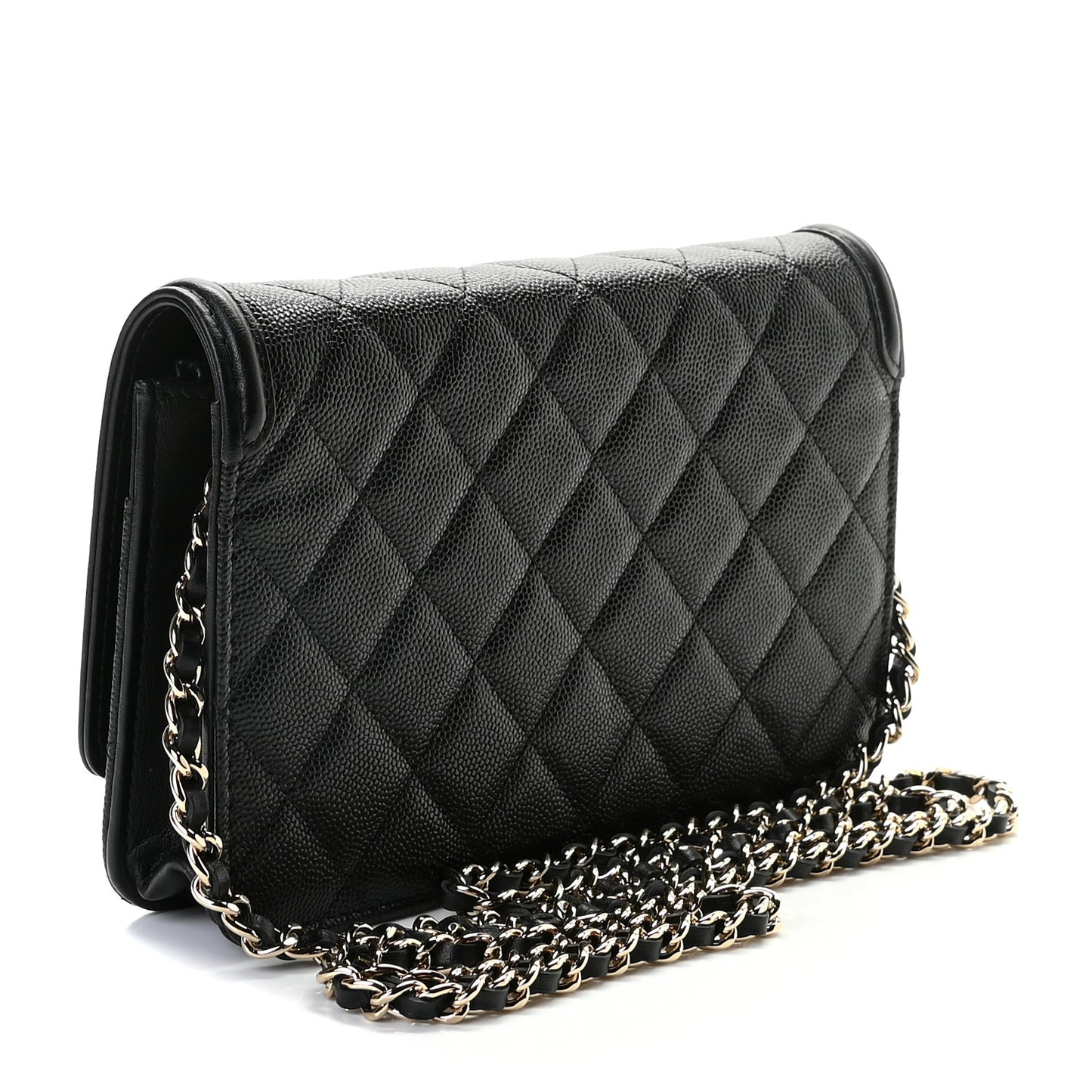 Caviar Quilted CC Filigree Wallet On Chain WOC Black