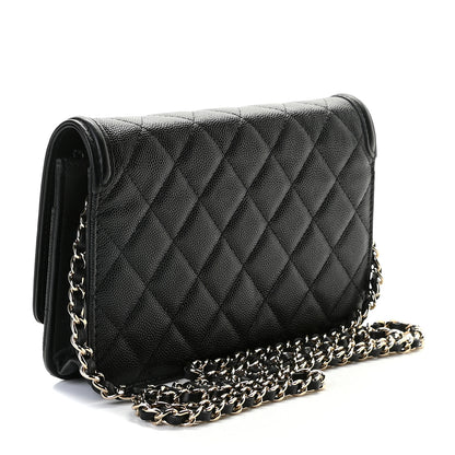Chanel Caviar Quilted CC Filigree Wallet On Chain WOC Black 3 of 8