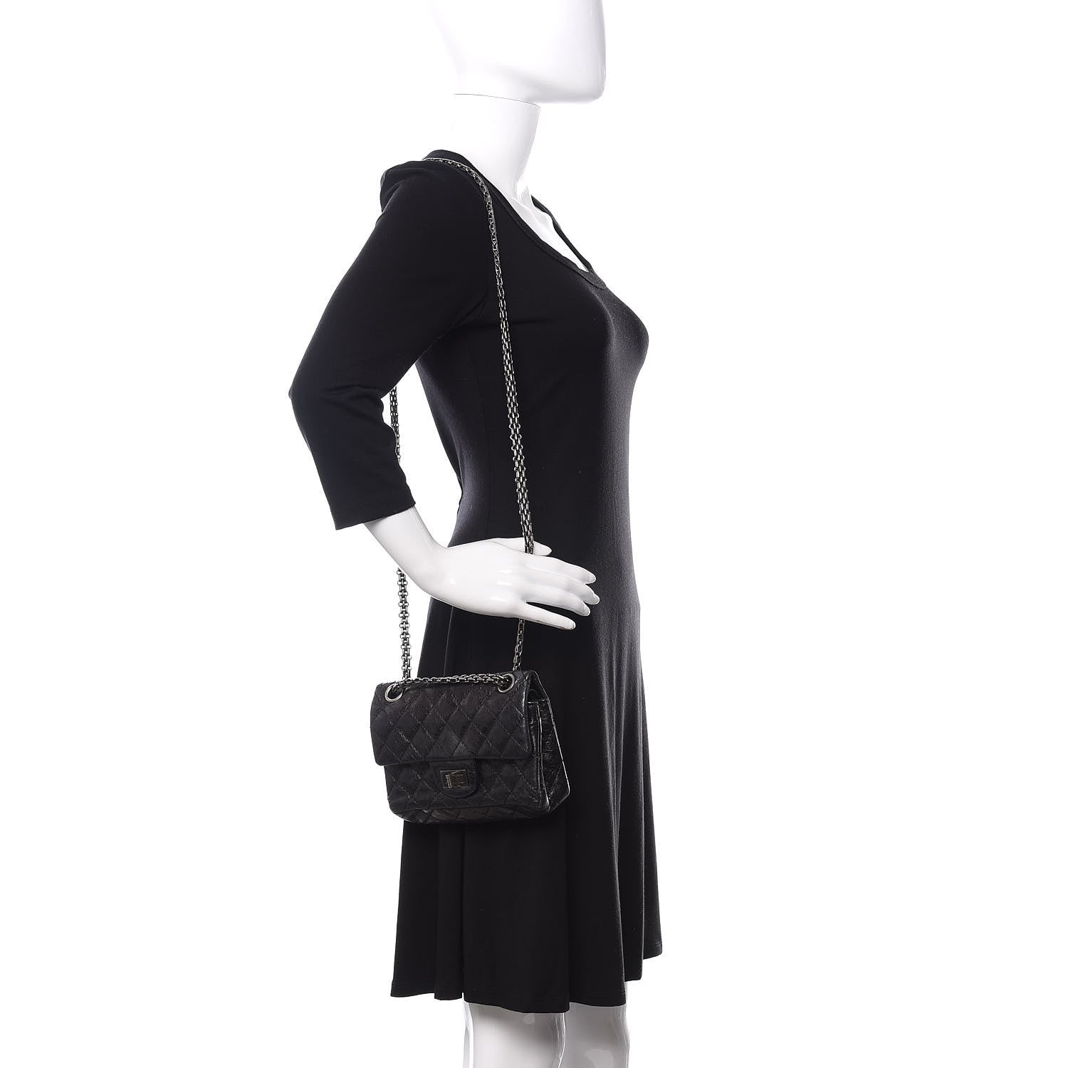 Chanel Iridescent Calfskin Quilted 2.55 Reissue 224 Flap Black 2 of 13