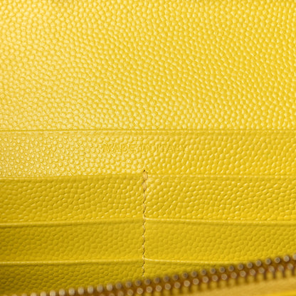 Saint Laurent Grain De Poudre Matelasse Chevron Monogram Chain Wallet Yellow 7 of 11