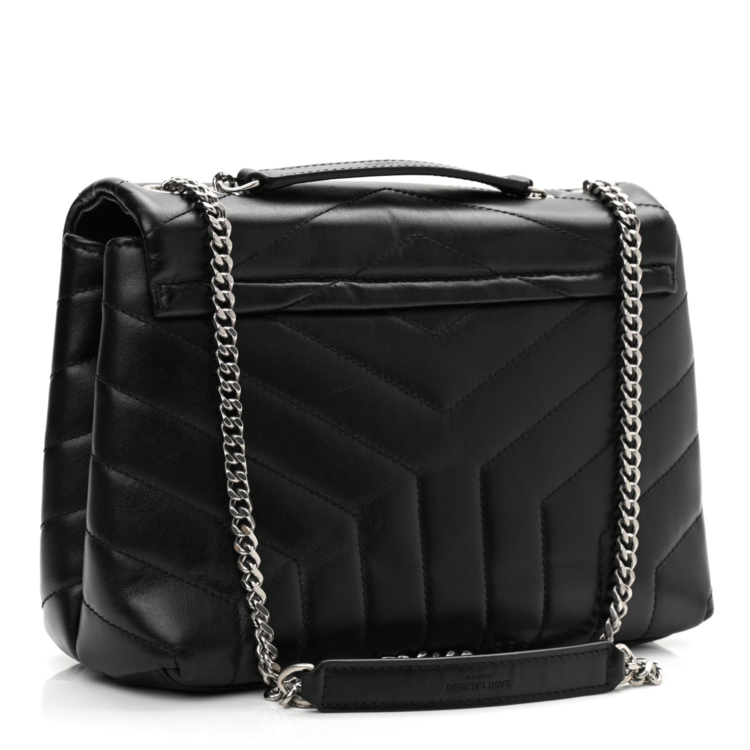 Saint Laurent Calfskin Y Quilted Monogram Small Loulou Chain Satchel Black 2 of 8
