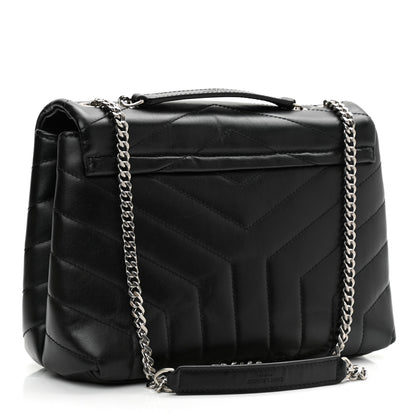 Saint Laurent Calfskin Y Quilted Monogram Small Loulou Chain Satchel Black 2 of 8