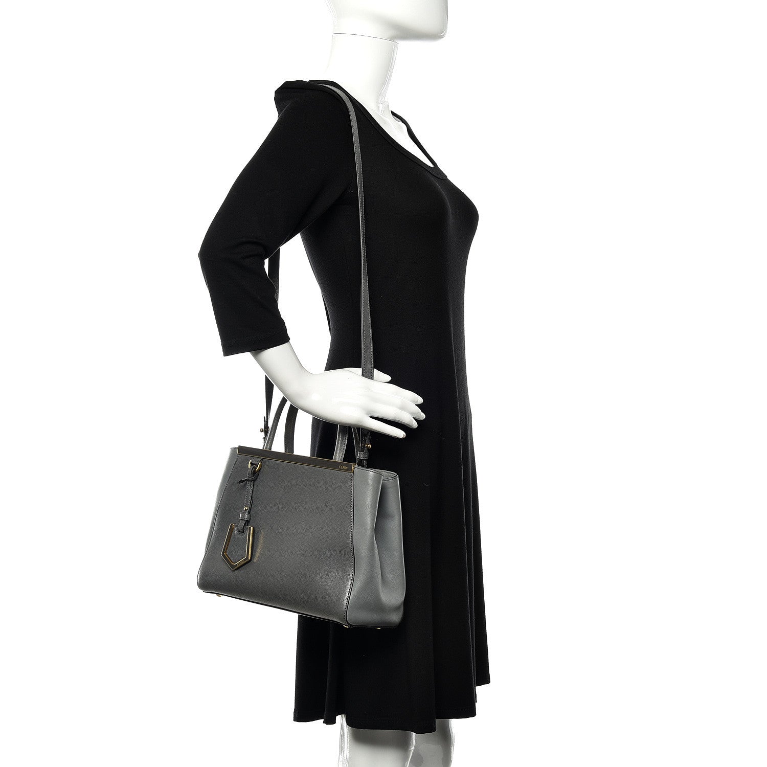 Fendi Vitello Elite Petite 2Jours Tote Grigio Grigio Chiaro 2 of 9