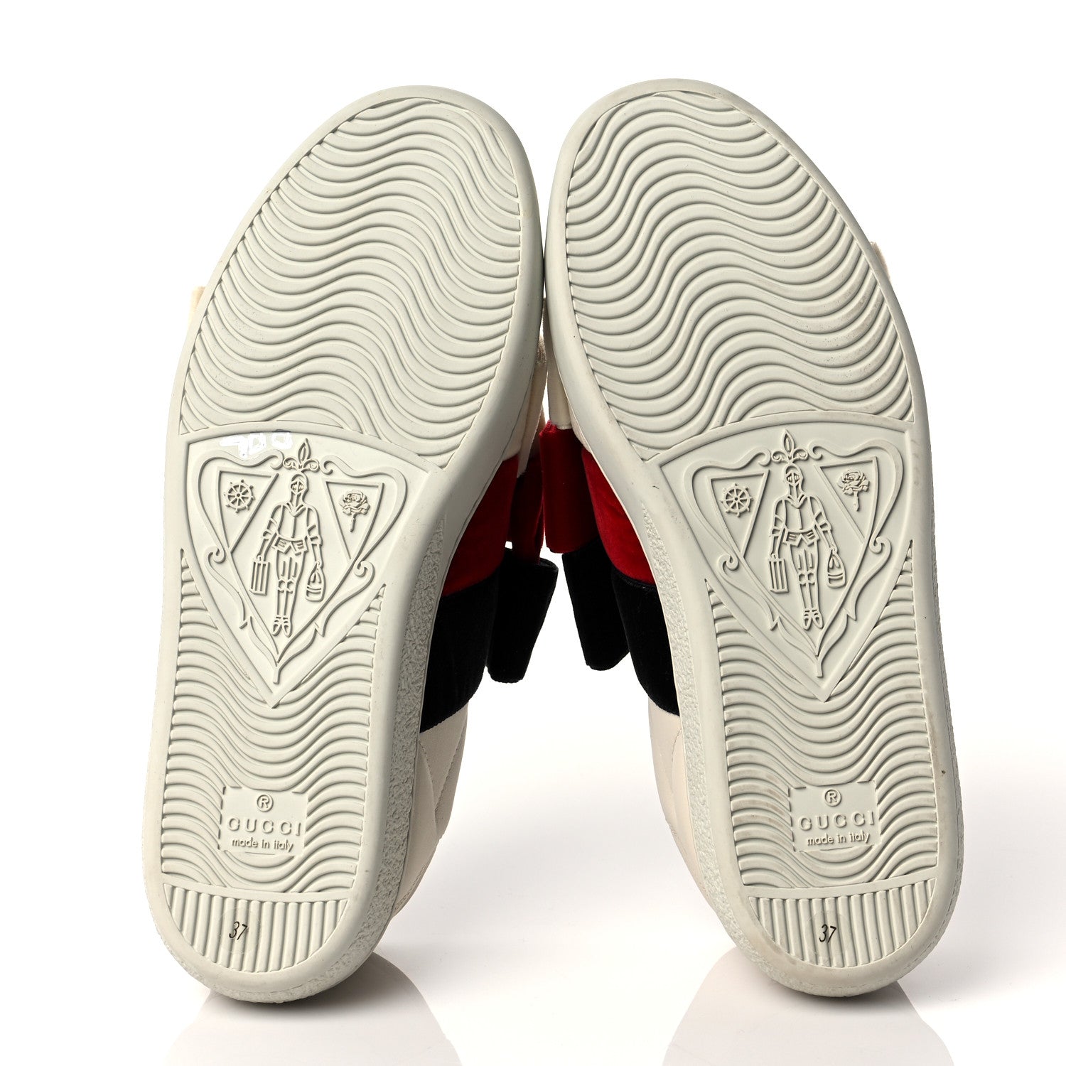 Gucci Calfskin Velvet Womens Bow Ace Sneakers 37 White 6 of 8